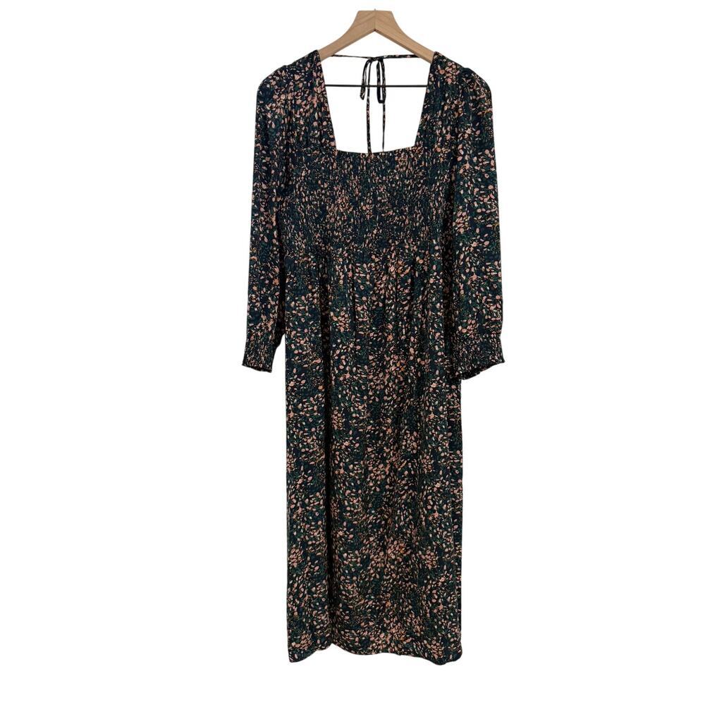 Ingrid & Isabel Smock Bodice Printed Square Neck Midi Maternity Dress Womens XL